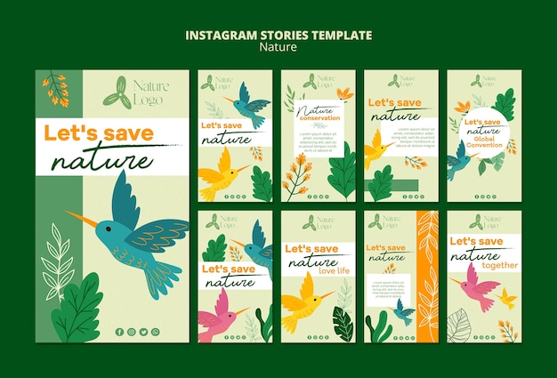 PSD gratuit design plat sauver les histoires instagram de la nature