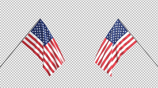 PSD gratuit des drapeaux américains sur des transparents.