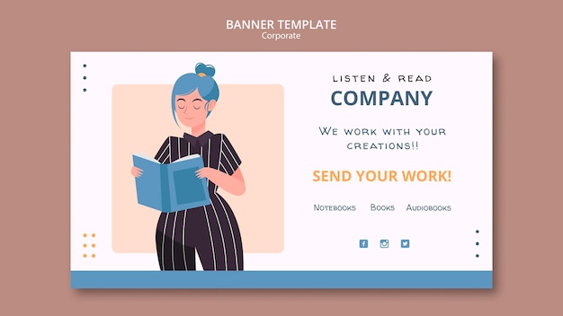 PSD gratuit écouter et lire le modèle web de bannière d'entreprise