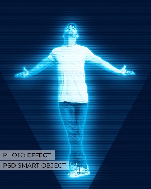 PSD gratuit effet photo hologramme