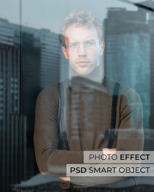 PSD gratuit effet photo de réflexion de verre