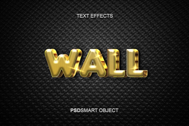 PSD gratuit effet de style de texte 3d doré de mur de luxe