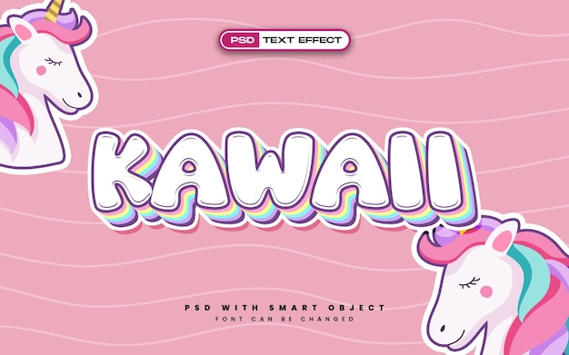 PSD gratuit effet de texte de dessin animé kawaii