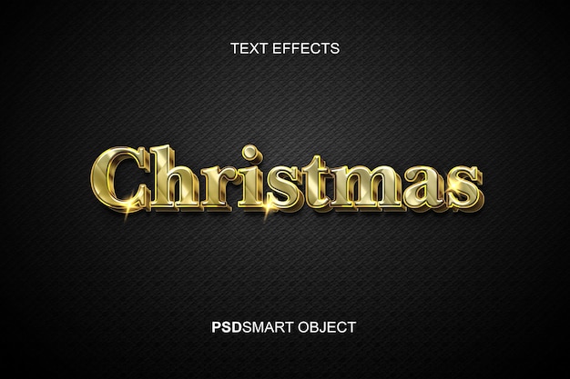 Effet de texte de luxe joyeux noël style de texte 3d or