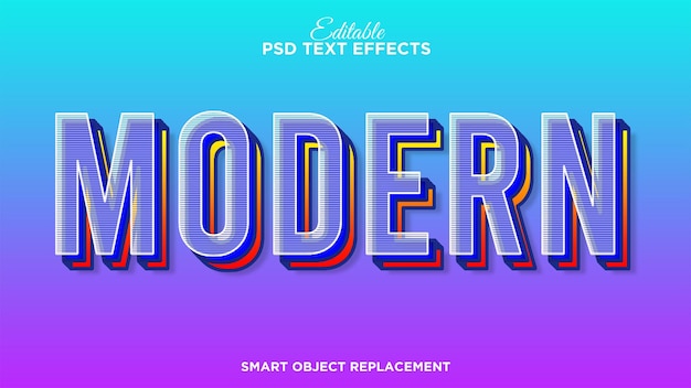 PSD gratuit effet de texte moderne et coloré avec un motif riche