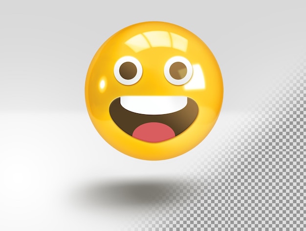 PSD gratuit emoji 3d réaliste avec un sourire enthousiaste