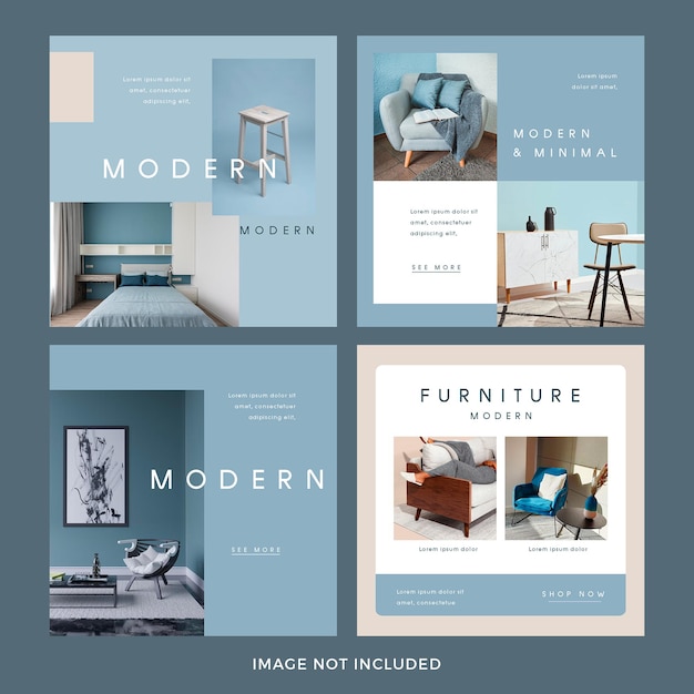 PSD gratuit ensemble de publication instagram de meubles de style minimal psd premium