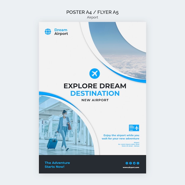 PSD gratuit explorez le modèle de flyer de destination de rêve