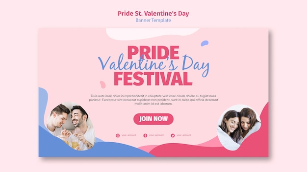 PSD gratuit fierté st. modèle de bannière de festival de la saint valentin