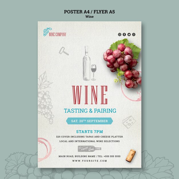 Flyer pour la dégustation de vins