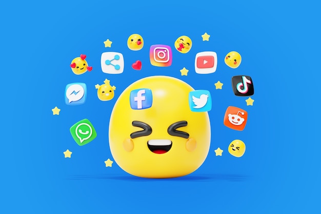 PSD gratuit fond de médias sociaux avec des emojis