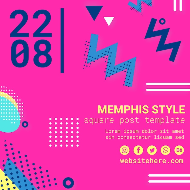 PSD gratuit fond de style plat rose memphis