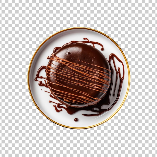 PSD gratuit un gâteau au pudding au chocolat avec de la sauce au chocolat sur une assiette