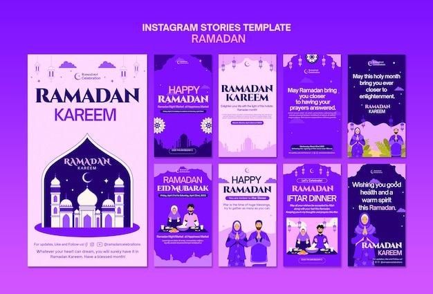 PSD gratuit histoires instagram de la célébration du ramadan