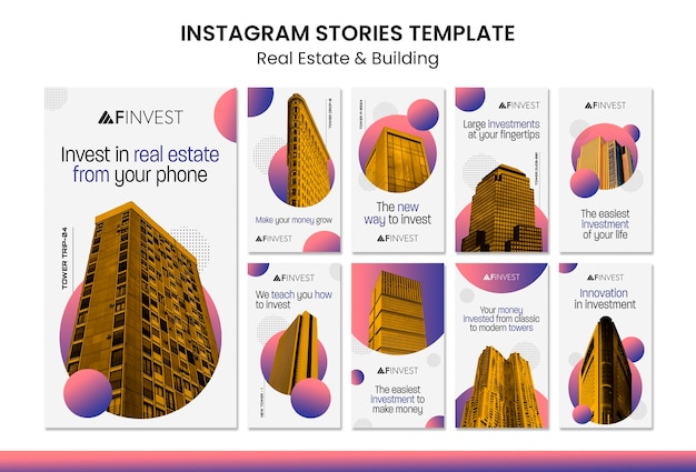 PSD gratuit histoires instagram de l'immobilier et du bâtiment