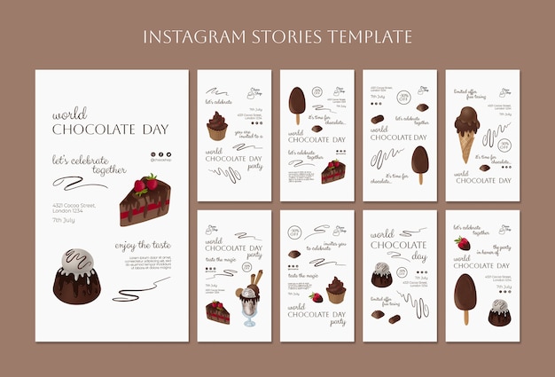 PSD gratuit histoires instagram de la journée mondiale du chocolat