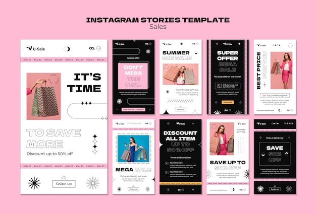 PSD gratuit histoires instagram de remise sur les ventes