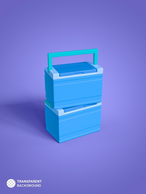 PSD gratuit icône de boîte à glace en plastique rendu 3d isolé illustration