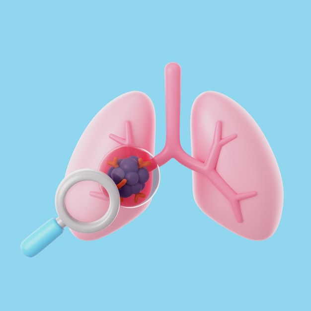 PSD gratuit icône de cancer 3d avec poumons