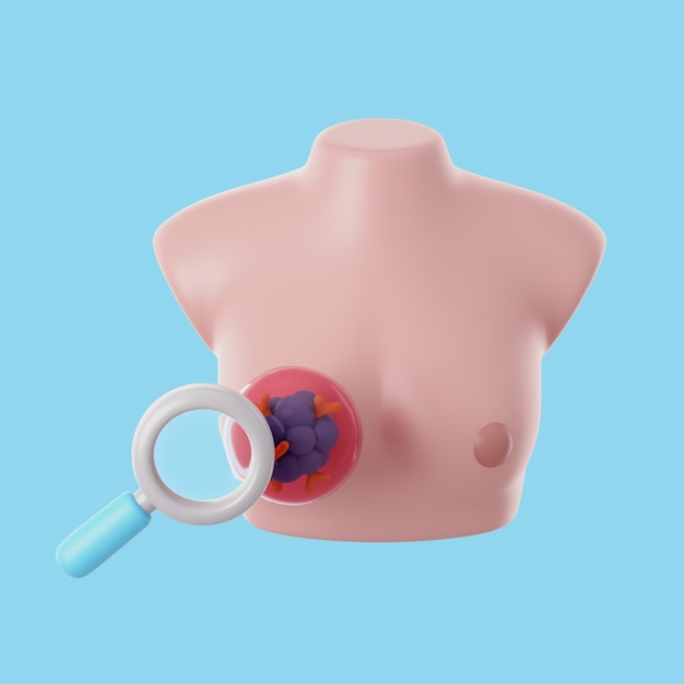 PSD gratuit icône de cancer 3d avec le sein de la femme