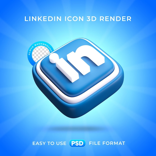 PSD gratuit l'icône du logo de linkedin est une illustration 3d isolée.