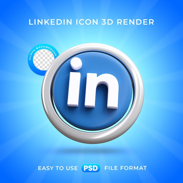 L'icône du logo de Linkedin est une illustration 3D isolée.