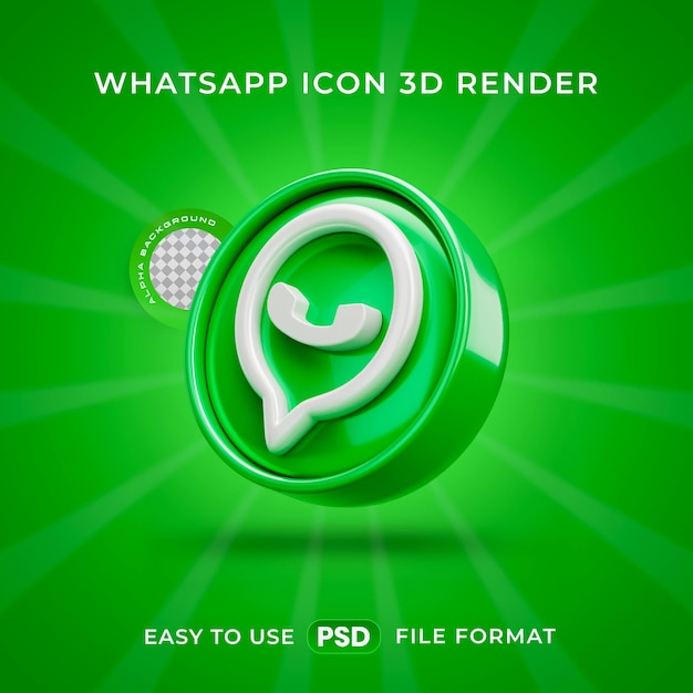 PSD gratuit l'icône du logo de whatsapp isolée dans une illustration 3d