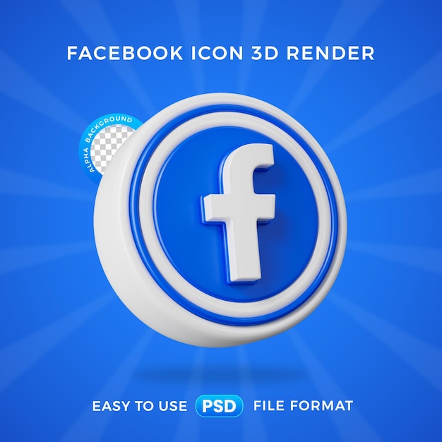 PSD gratuit l'icône des médias sociaux du logo facebook est une illustration de rendu 3d isolée.