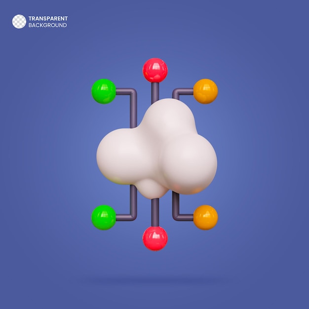 PSD gratuit icône de mise en réseau cloud rendu 3d isolé