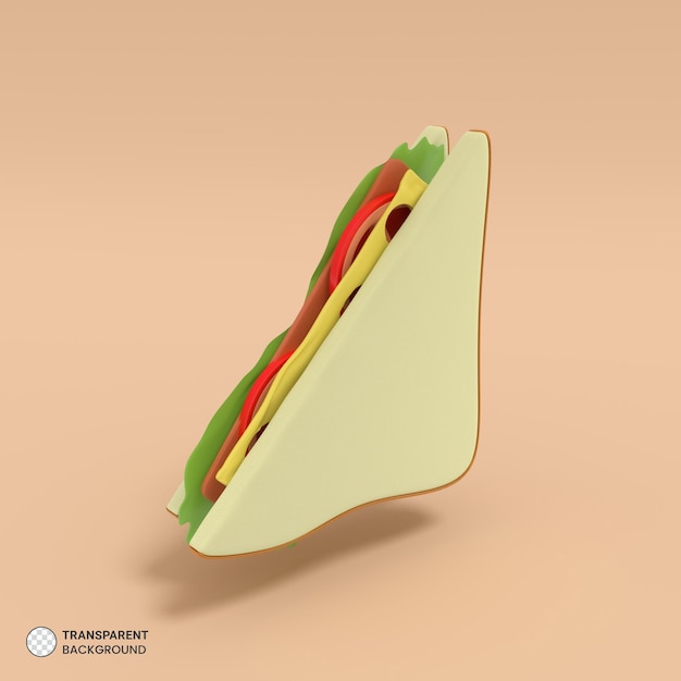 PSD gratuit icône de sandwich rendu 3d isolé illustration