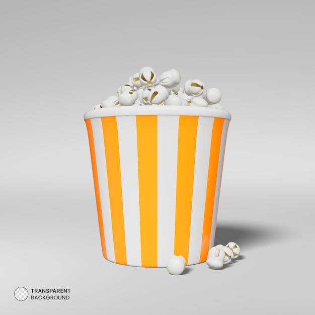 PSD gratuit icône de seau de pop-corn illustration de rendu 3d isolée