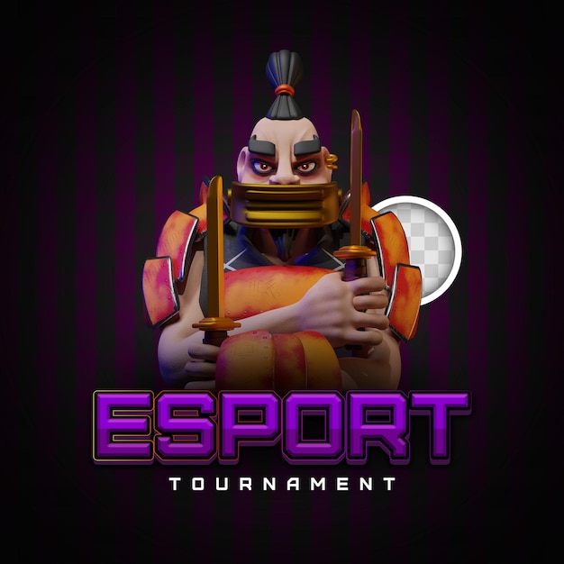 PSD gratuit illustration 3d de la bannière du tournoi esports