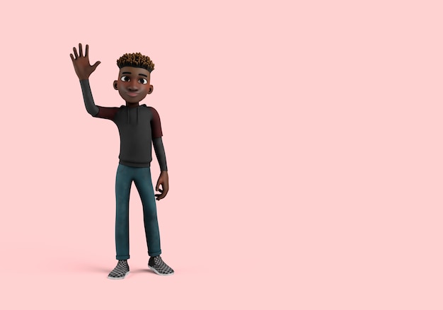 Illustration 3d du personnage masculin pose en agitant