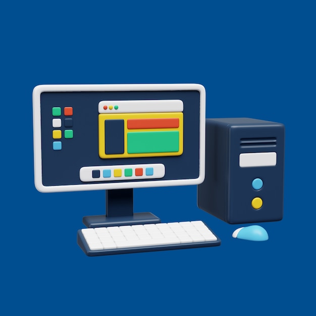 Illustration 3D avec des icônes électroniques et numériques