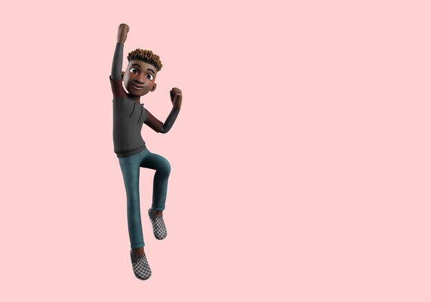 Illustration 3d de la pose de personnage masculin sautant en l'air