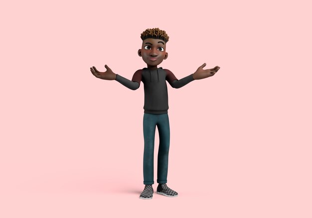 Illustration 3d de la pose de personnage masculin semblant désemparée