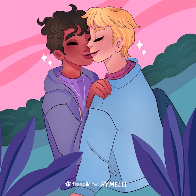 PSD gratuit illustration de célébration de la saint-valentin avec un couple gay