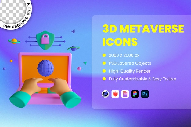 PSD gratuit illustration d'icône 3d technologie métaverse