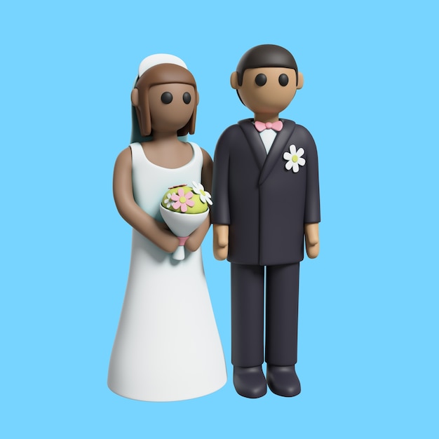 Illustration de mariage 3D du marié et de la mariée