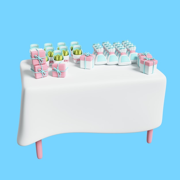 Illustration de mariage 3D de table cadeau