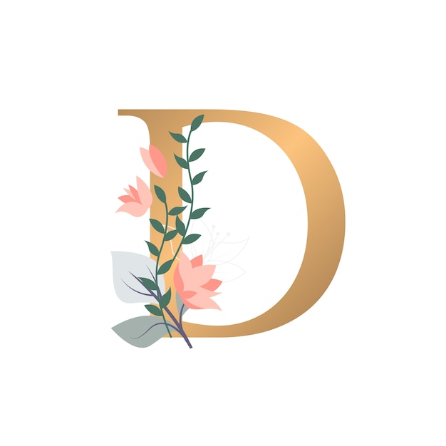 PSD gratuit illustration réaliste de l'alphabet floral isolée