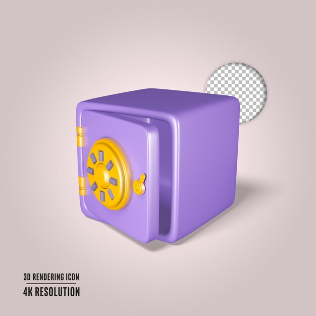 illustration de rendu 3d icône isolé de casier d'argent sûr