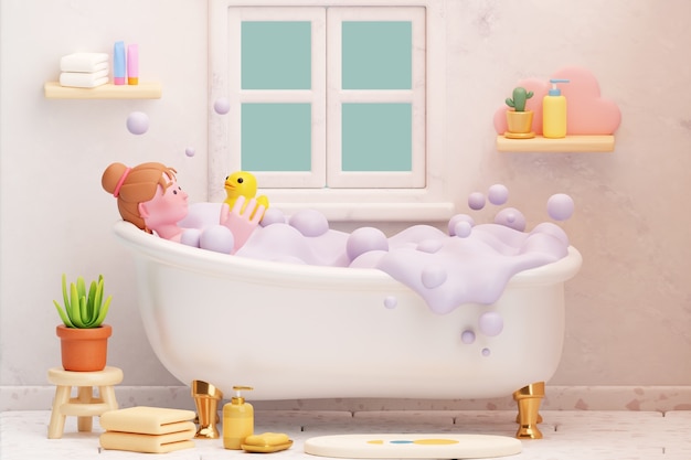 PSD gratuit illustration de salle de bain en 3d