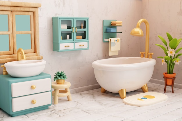 PSD gratuit illustration de salle de bain en 3d