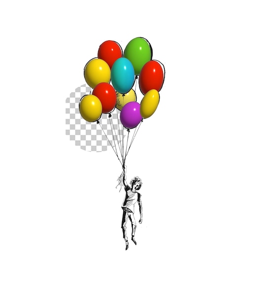 PSD gratuit jeune garçon tenant un ballon en forme de coeur pour anniversaire psd transparent