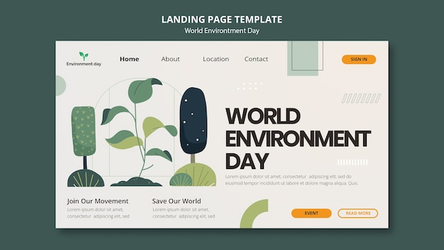 PSD gratuit journée mondiale de l'environnement avec le modèle de page de destination des plantes