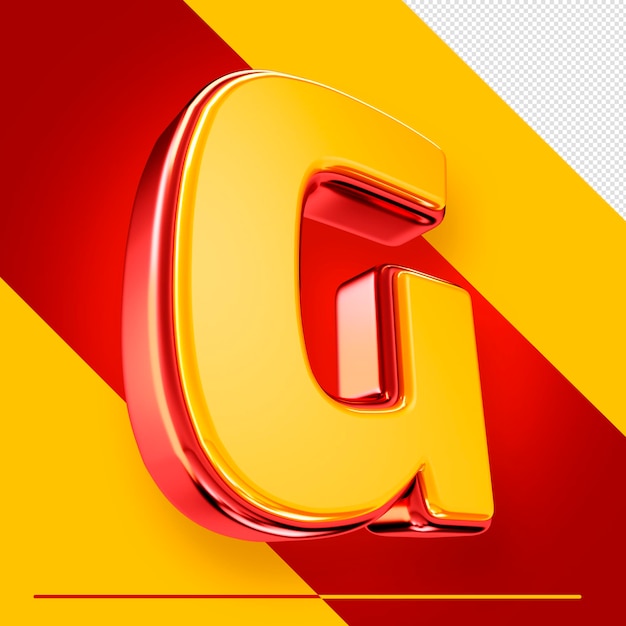 PSD gratuit lettre de l'alphabet psd 3d g isolée avec du rouge et du jaune pour les compositions