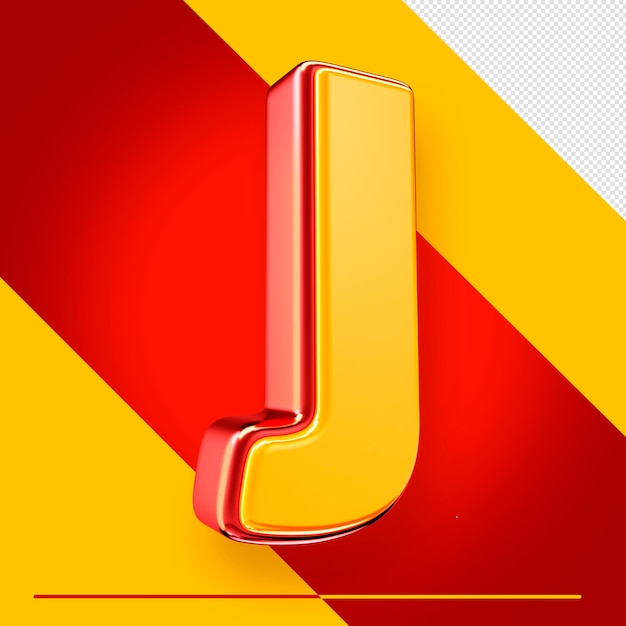 PSD gratuit lettre de l'alphabet psd 3d j isolée avec du rouge et du jaune pour les compositions