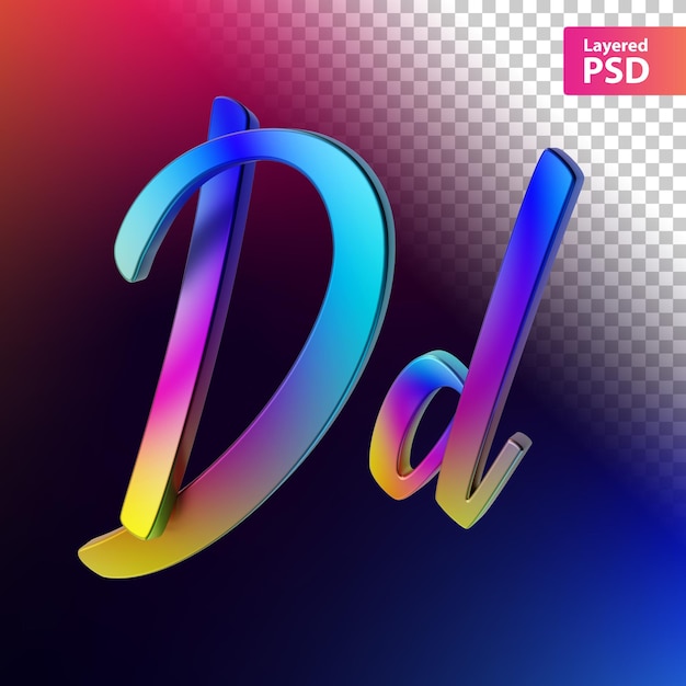 PSD gratuit lettre de couleur arc-en-ciel calligraphique 3d