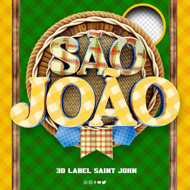 PSD gratuit logo 3d so joao pour les compositions festa junina